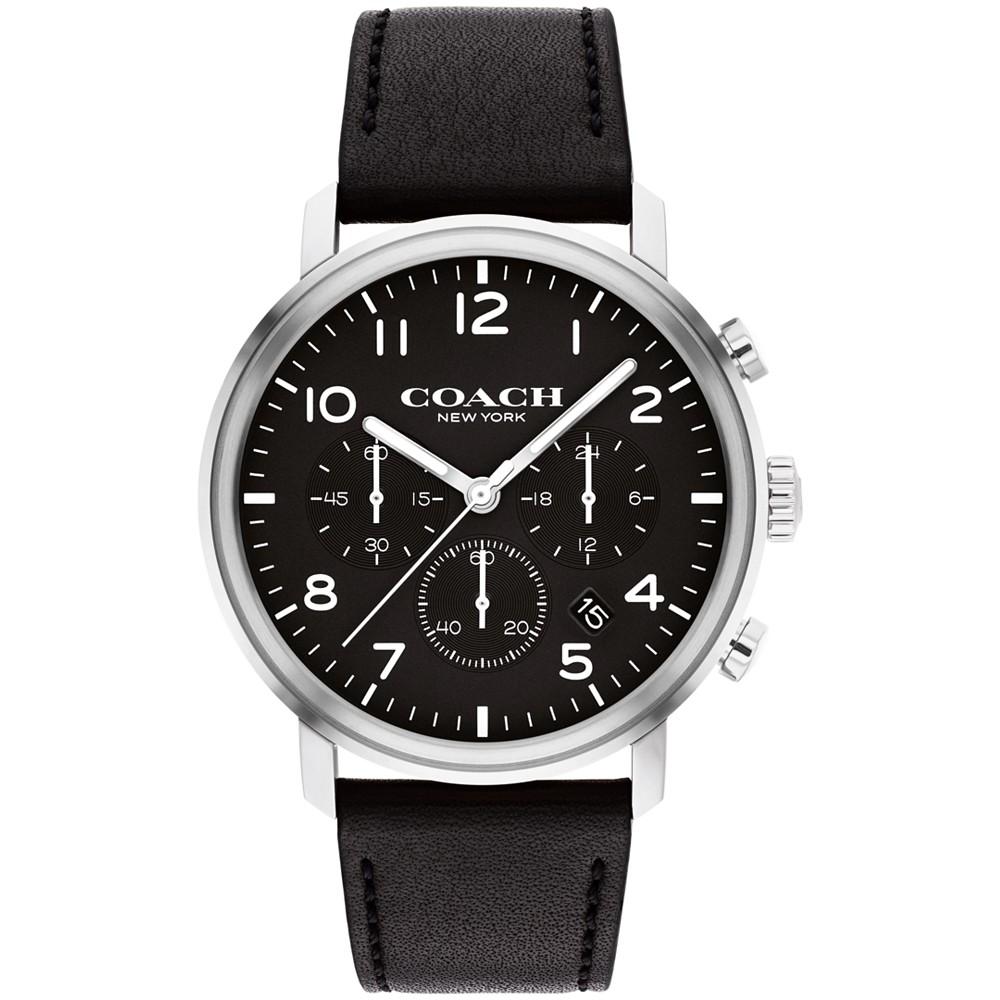 Men's Harrison Black Leather Strap Watch 42mm商品第1张图片规格展示
