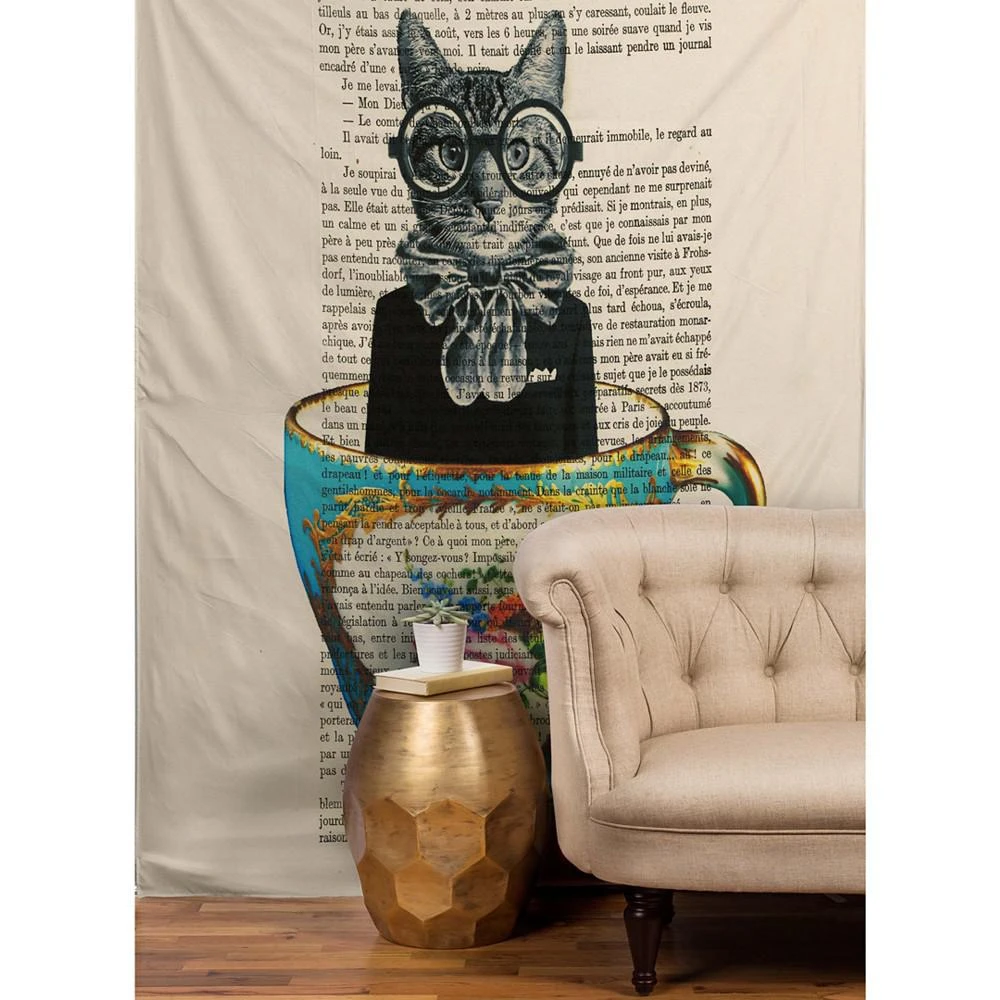 商品DENY Designs|Coco De Paris Cat In A Cup Tapestry,价格¥538,第2张图片详细描述