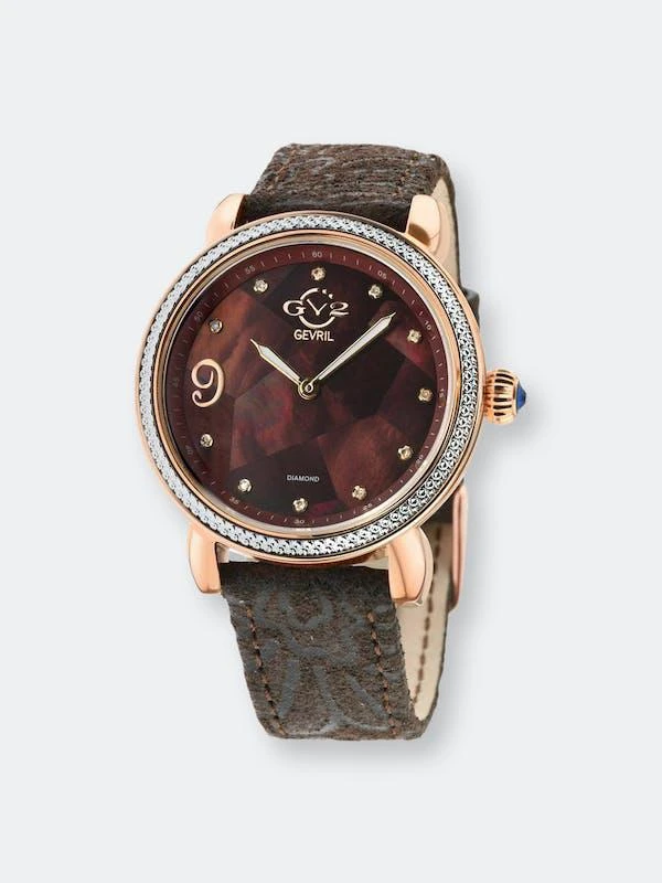 商品Gevril|GV2 Ravenna Diamond Watch Floral Strap,价格¥3755,第1张图片