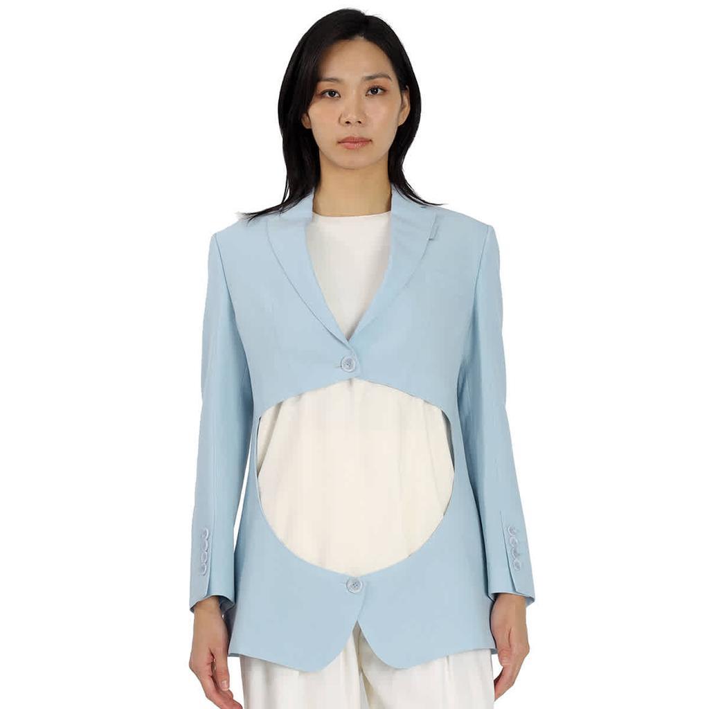 商品Burberry|Ladies Pale Blue Wool Step-through Blazer,价格¥12339,第1张图片