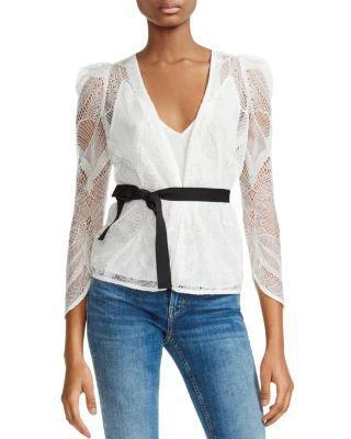 商品Maje|Lizoni Belted Lace Blouse,价格¥875,第1张图片