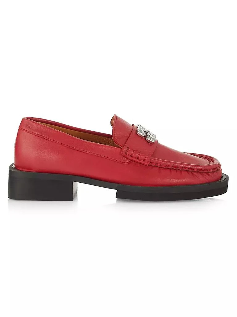 商品Ganni|35MM Rhinestone-Embellished Leather Loafers,价格¥1833,第1张图片详细描述