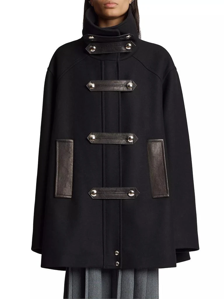 商品Khaite|Melbo Wool &amp; Leather Coat,价格¥34464,第3张图片详细描述