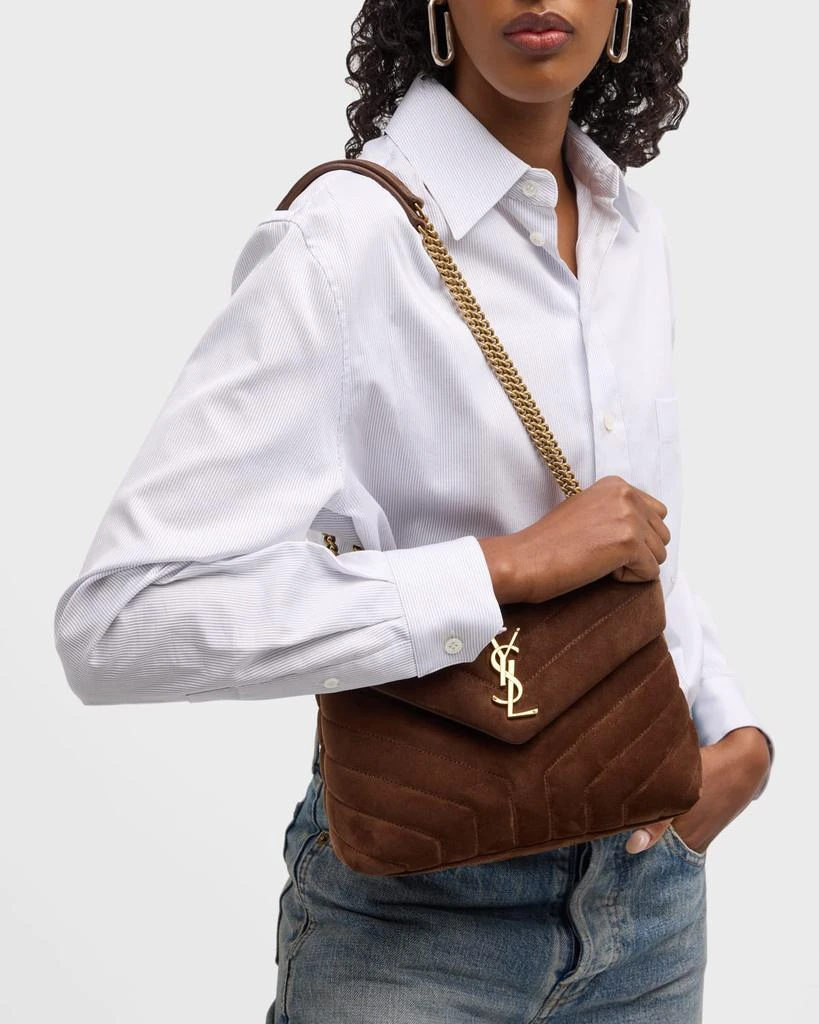 商品Yves Saint Laurent|Loulou Small YSL Shoulder Bag in Quilted Suede,价格¥24814,第3张图片详细描述