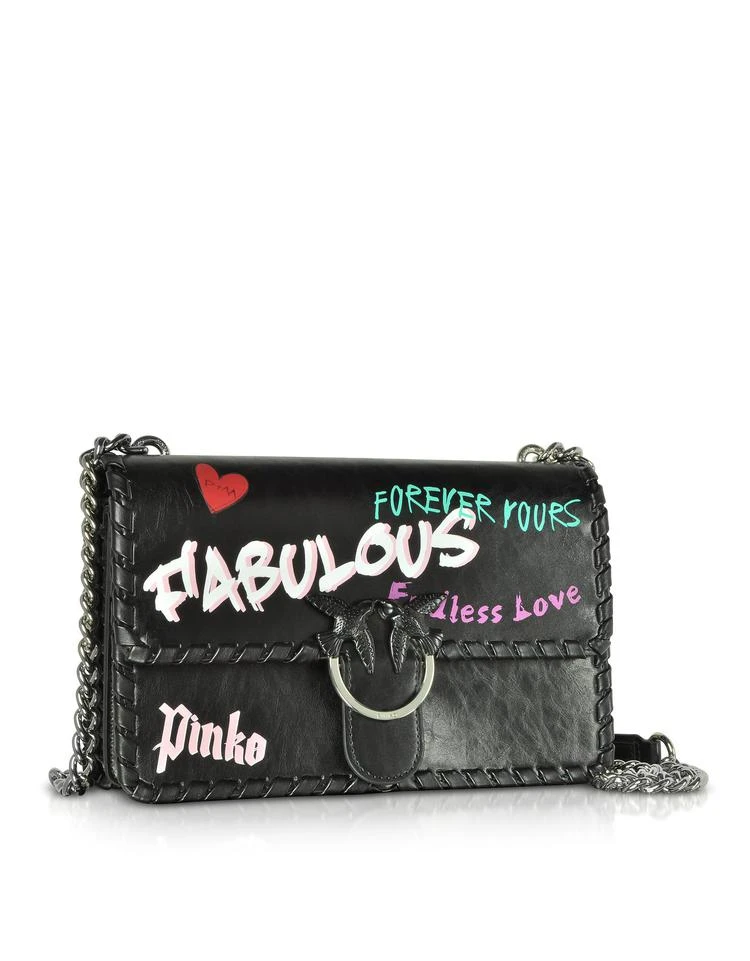 商品PINKO|Love Fabulous 1 Black Leather Shoulder Bag,价格¥2215,第4张图片详细描述