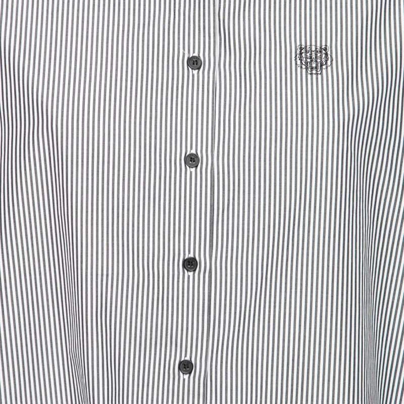 商品[二手商品] Kenzo|Kenzo Grey Striped Cotton Hem Tie Detail Button Front Shirt XL,价格¥829,第3张图片详细描述