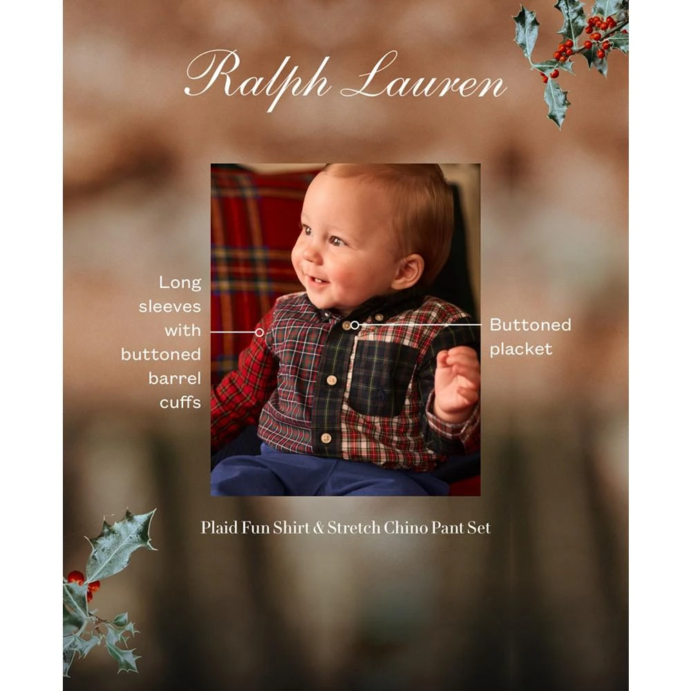 商品Ralph Lauren|Baby Boys Plaid Fun Shirt and Stretch Chino Pant Set,价格¥224,第4张图片详细描述