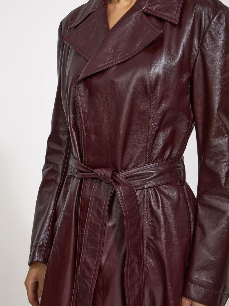 Bordeaux leather trench coat商品第4张图片规格展示