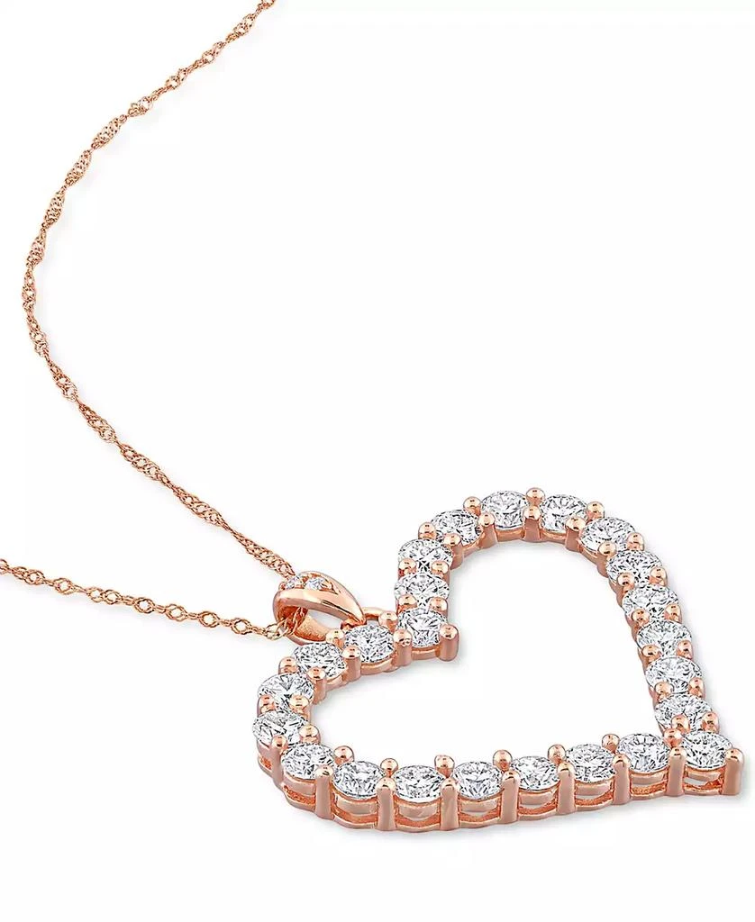 商品Macy's|Lab-Grown Moissanite Heart 18" Pendant Necklace (2-2/5 ct. t.w.) in 18k Rose Gold-Plated Sterling Silver,价格¥3375,第4张图片详细描述