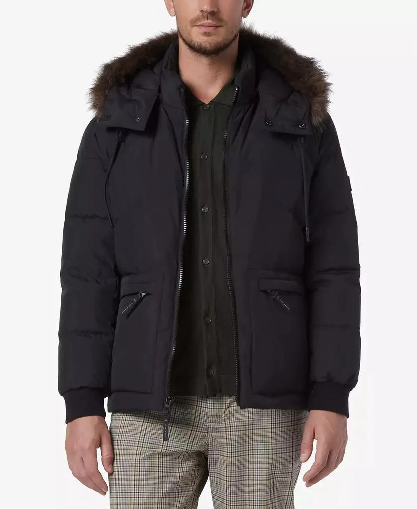 商品Marc New York by Andrew Marc|Men's Down Bomber with Faux Fur Trim and Removable Hood,价格¥797,第1张图片