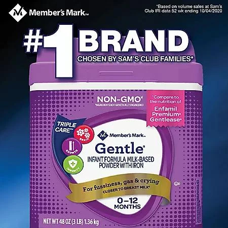 商品Member's Mark|Member's Mark Premium Non-GMO 婴儿一段奶粉 温和配方(48 oz.),价格¥204,第2张图片详细描述