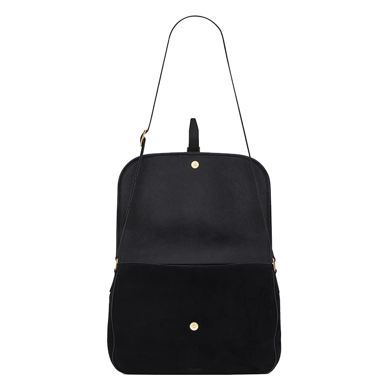 SAINT LAURENT PARIS/圣罗兰 新款SORBONNE系列 黑色复古绒面革和皮革翻盖斜跨单肩包 6347910UDZW1000 商品