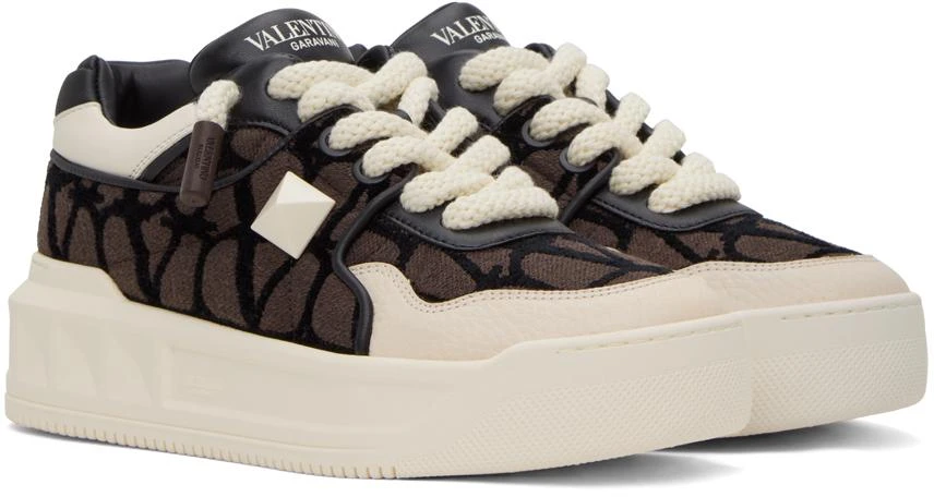 商品Valentino|Brown & Off-White One Stud XL Sneakers,价格¥9033,第4张图片详细描述