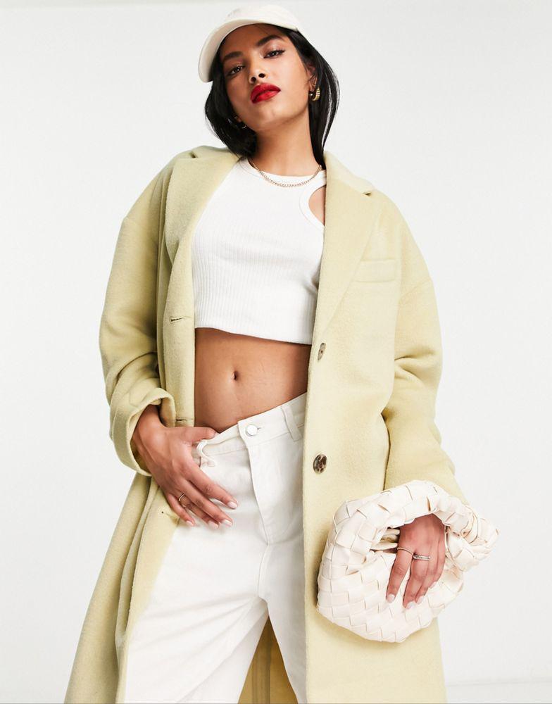 商品Topshop|Topshop smart long coat in sage,价格¥426,第4张图片详细描述