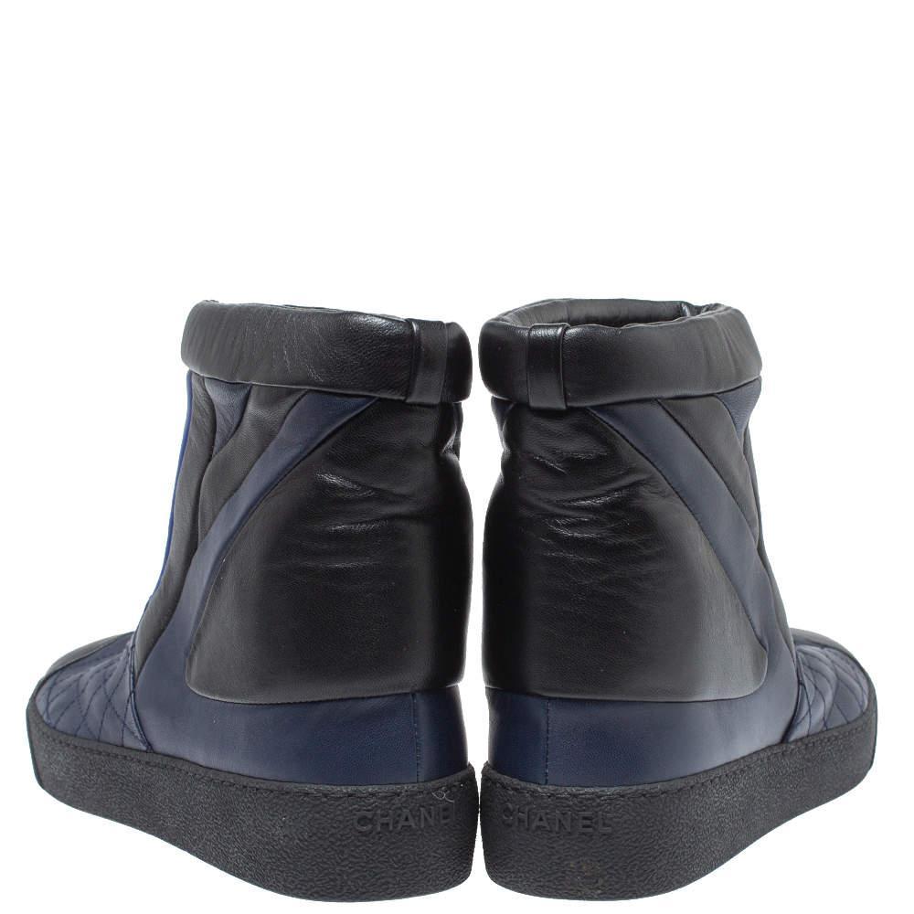 商品[二手商品] Chanel|Chanel Black/Blue Leather Snow Ankle Boots Size 40,价格¥3919,第7张图片详细描述