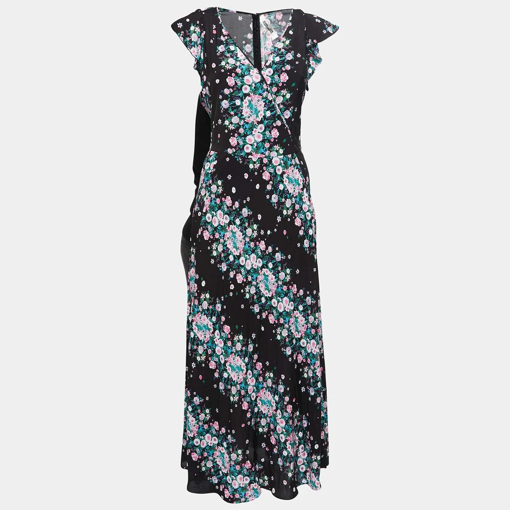 商品Diane von Furstenberg|Diane Von Furstenberg Black Floral Printed Crepe Midi Dress M,价格¥891,第1张图片