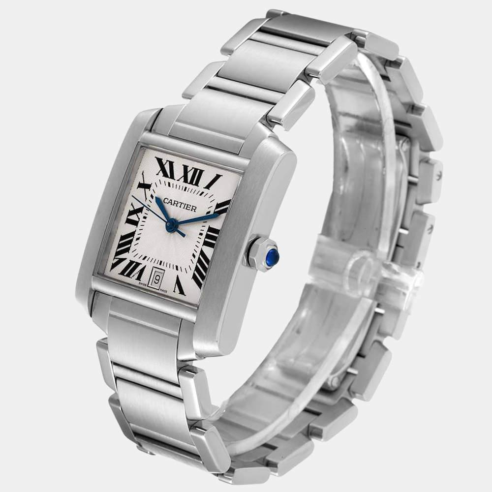 商品[二手商品] Cartier|Cartier Silver Stainless Steel Tank Francaise W51002Q3 Automatic Men's Wristwatch 28 mm,价格¥26133,第5张图片详细描述