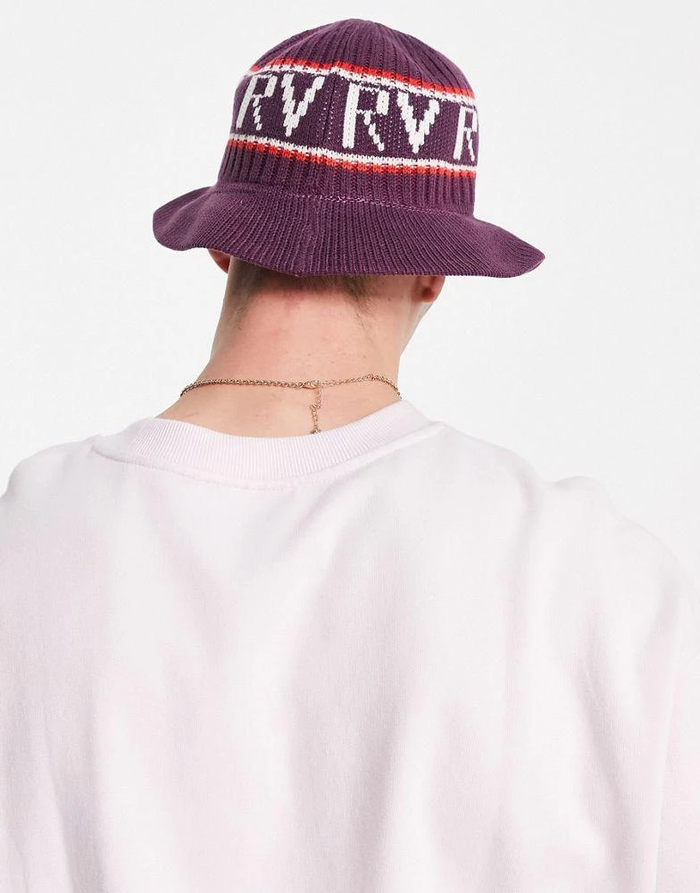 商品Reclaimed Vintage|Reclaimed Vintage inspired knitted logo bucket hat in purple,价格¥87,第4张图片详细描述