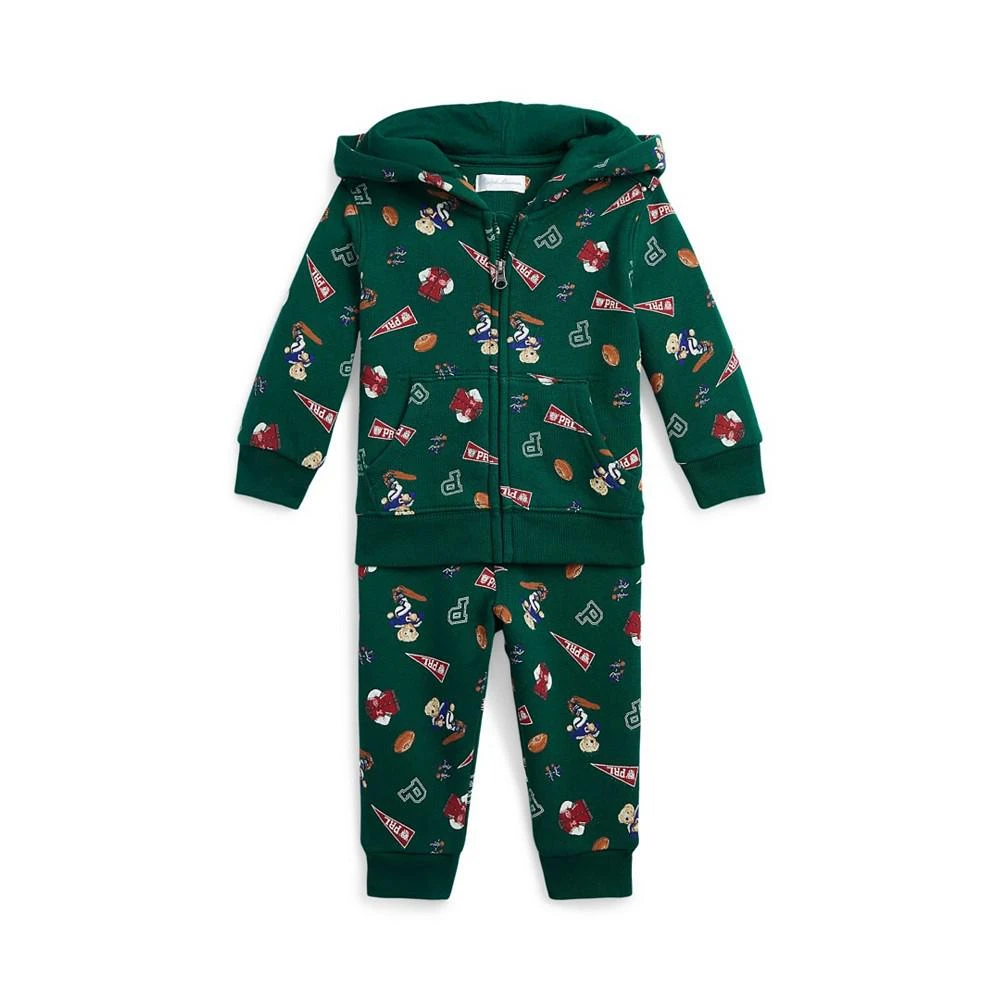 商品Ralph Lauren|Baby Boys Football Polo Bear Hoodie and Pants Set,价格¥289,第1张图片