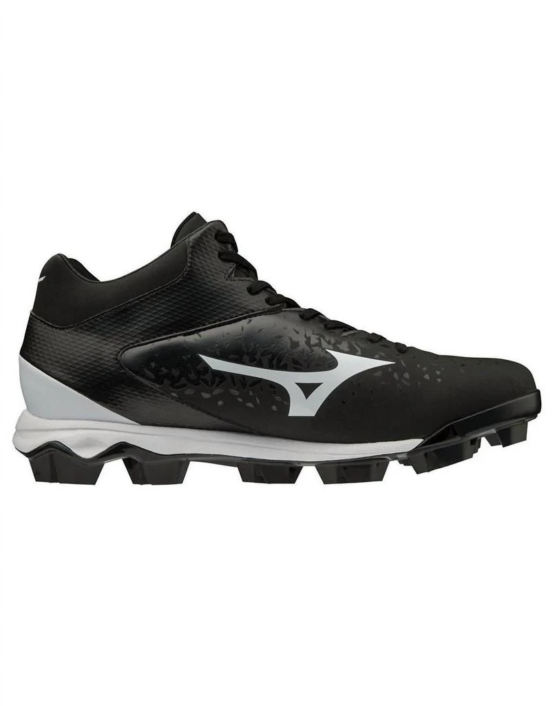 商品Mizuno|Mens Select Nine Tpu Mid Molded Baseball Cleat in Black/White,价格¥427,第1张图片