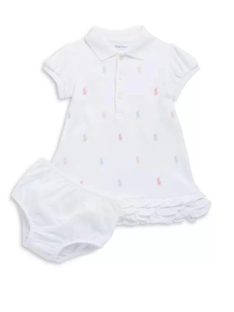 商品Ralph Lauren|Baby Girl's Ruffled Polo Dress & Bloomers Set,价格¥372,第1张图片