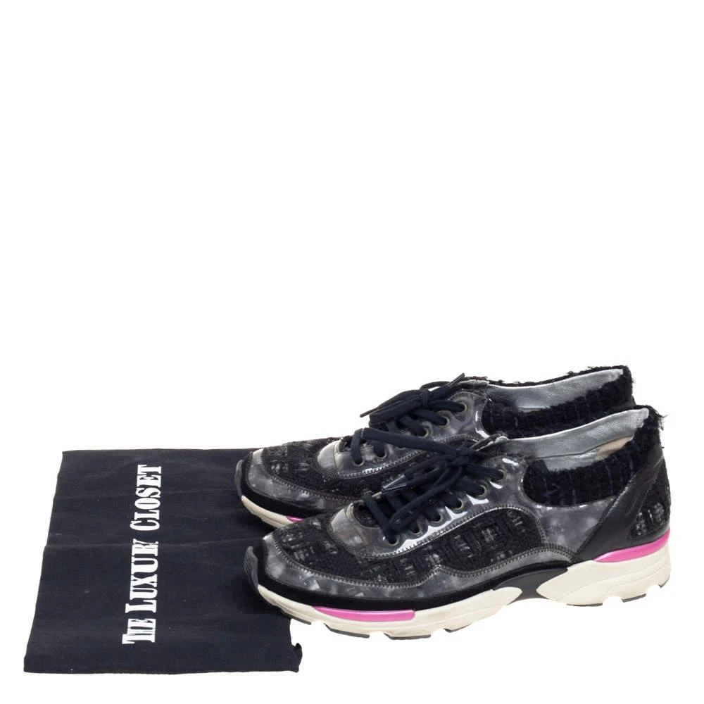Chanel Black/Pink Tweed And PVC  CC Low Top  Sneakers Size 39 商品