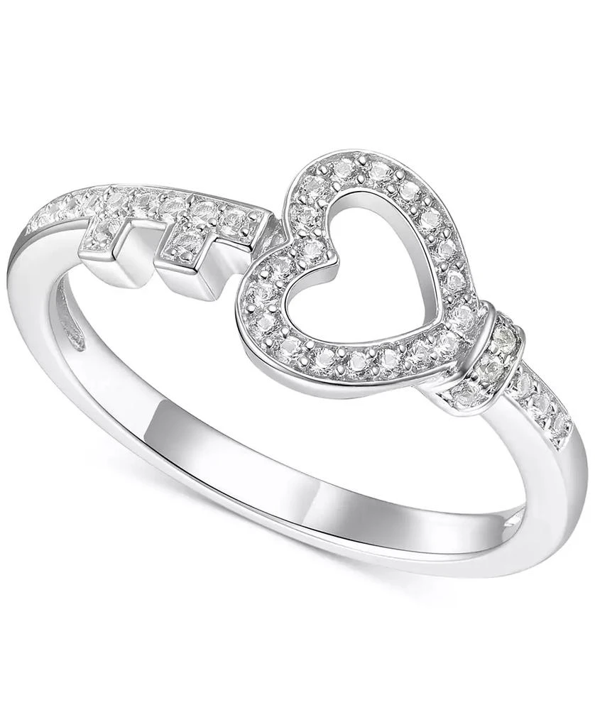 商品Macy's|Diamond Heart & Key Ring (1/6 ct. t.w.) in Sterling Silver,价格¥1042,第1张图片