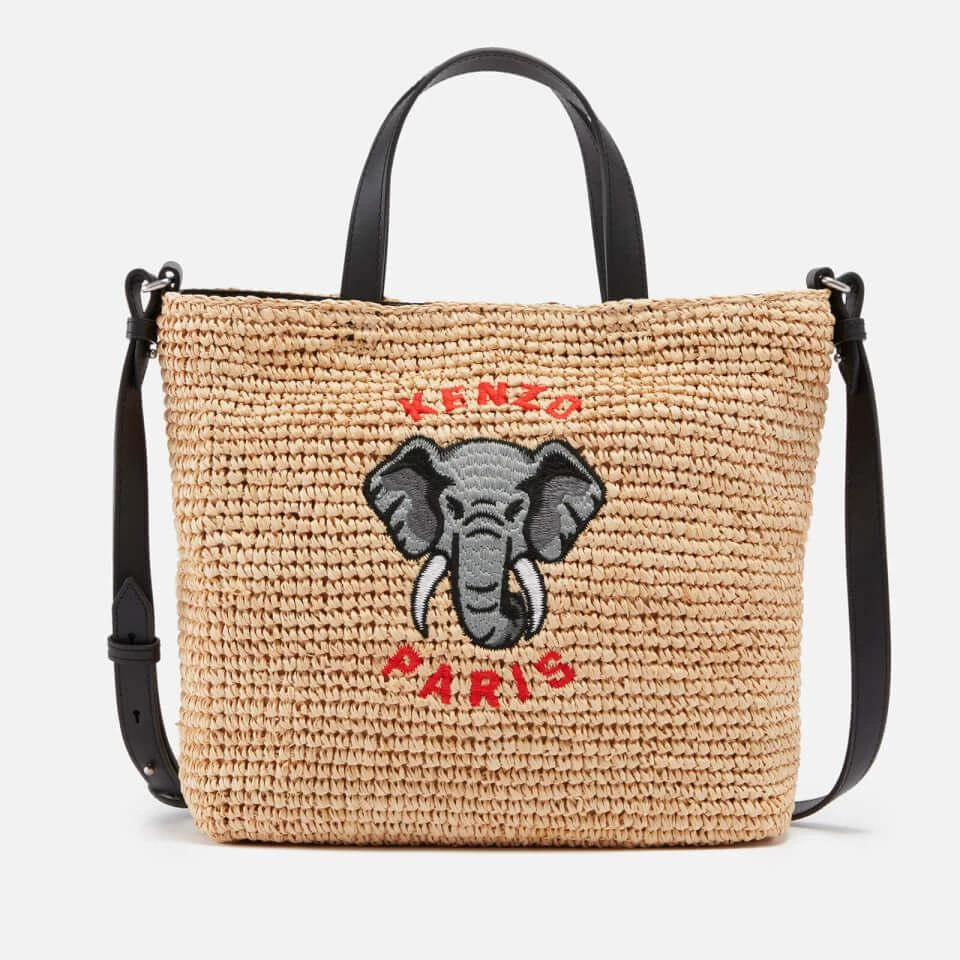 商品Kenzo|KENZO Small Logo-Embroidered Raffia Tote Bag,价格¥1140,第1张图片