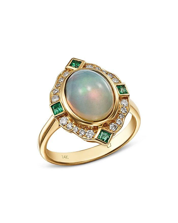 商品Bloomingdale's|Ethiopian Opal, Emerald & Diamond Cocktail Ring in 14K Yellow Gold - Exclusive,价格¥12791,第1张图片详细描述