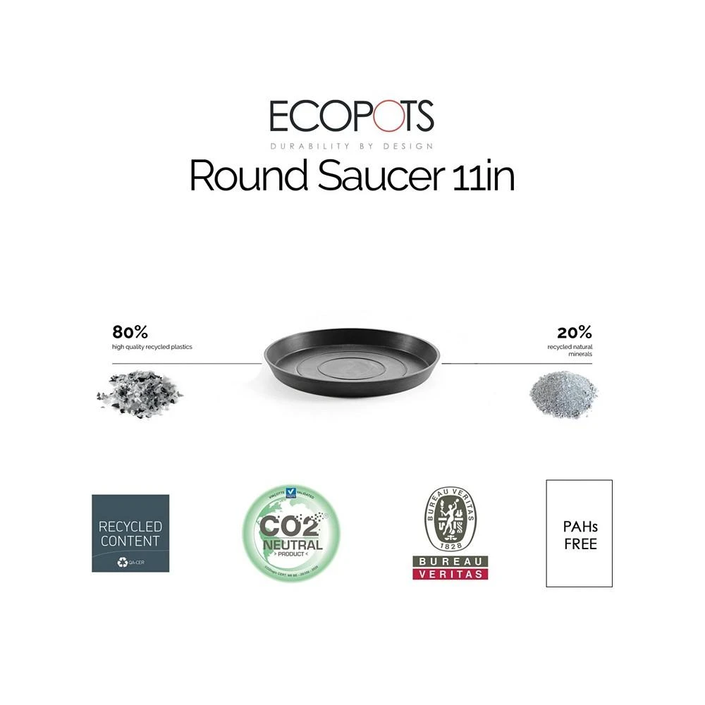 商品ECOPOTS|Round Plastic Flower Pot Saucer, Dark Grey, 11",价格¥117,第2张图片详细描述