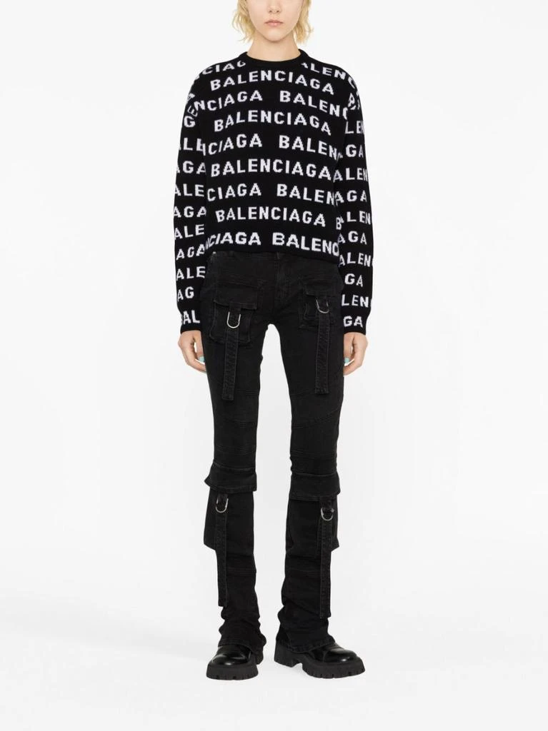 商品Balenciaga|BALENCIAGA - Allover Logo Wool Cropped Sweater,价格¥8546,第4张图片详细描述