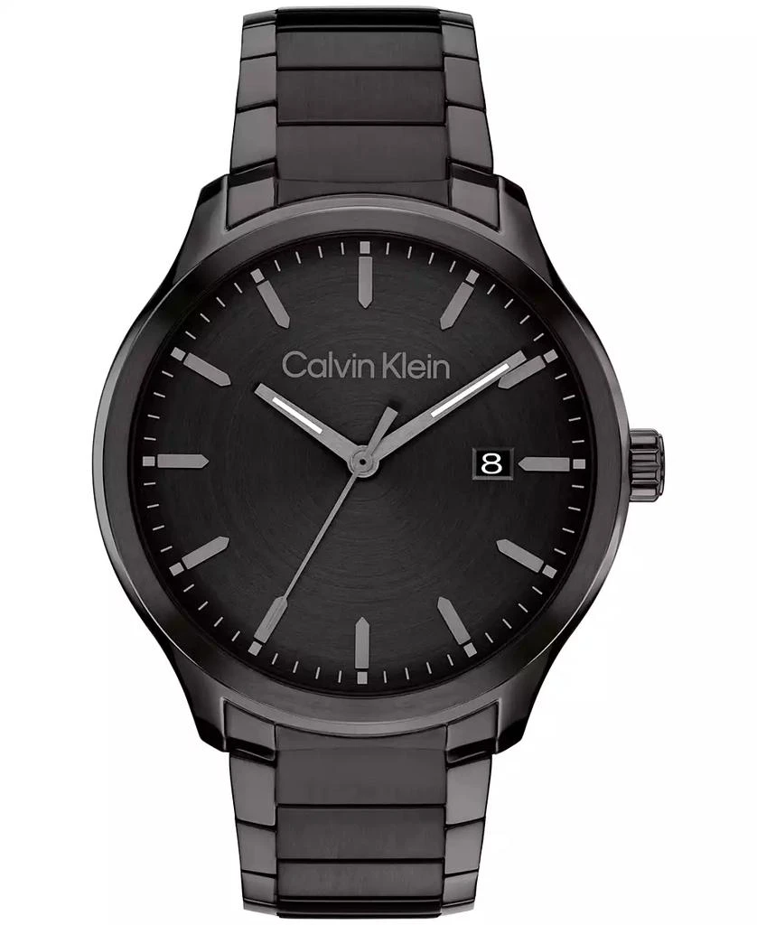 商品Calvin Klein|Men's 3H Quartz Black Stainless Steel Bracelet Watch 43mm,价格¥1423,第1张图片