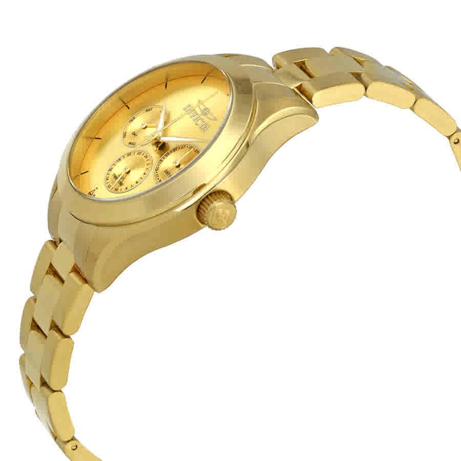 Invicta Angel Multi-function Gold Dial Gold-plated Ladies Watch 12466商品第2张图片规格展示