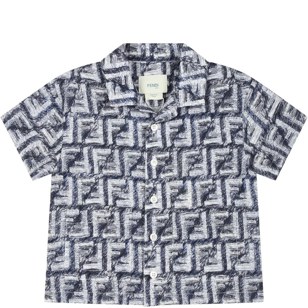 商品Fendi|Blue Shirt For Baby Boy With Iconic Ff,价格¥3658,第1张图片