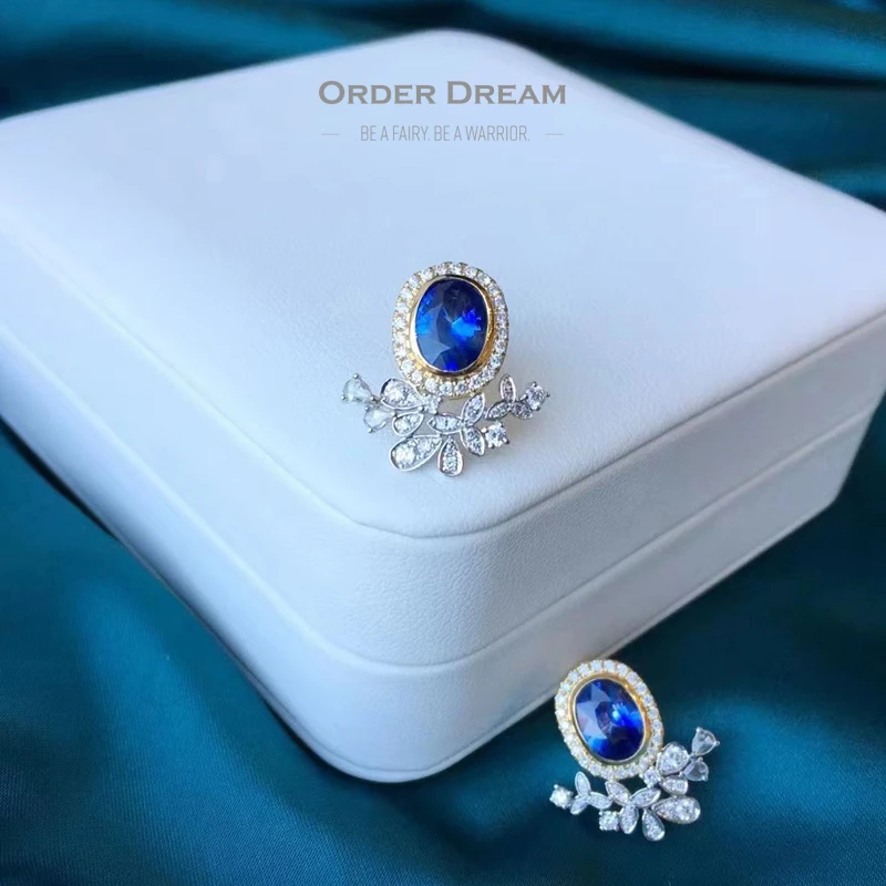 商品[国内直发] Order Dream|天然蓝宝石耳钉,价格¥18005,第1张图片