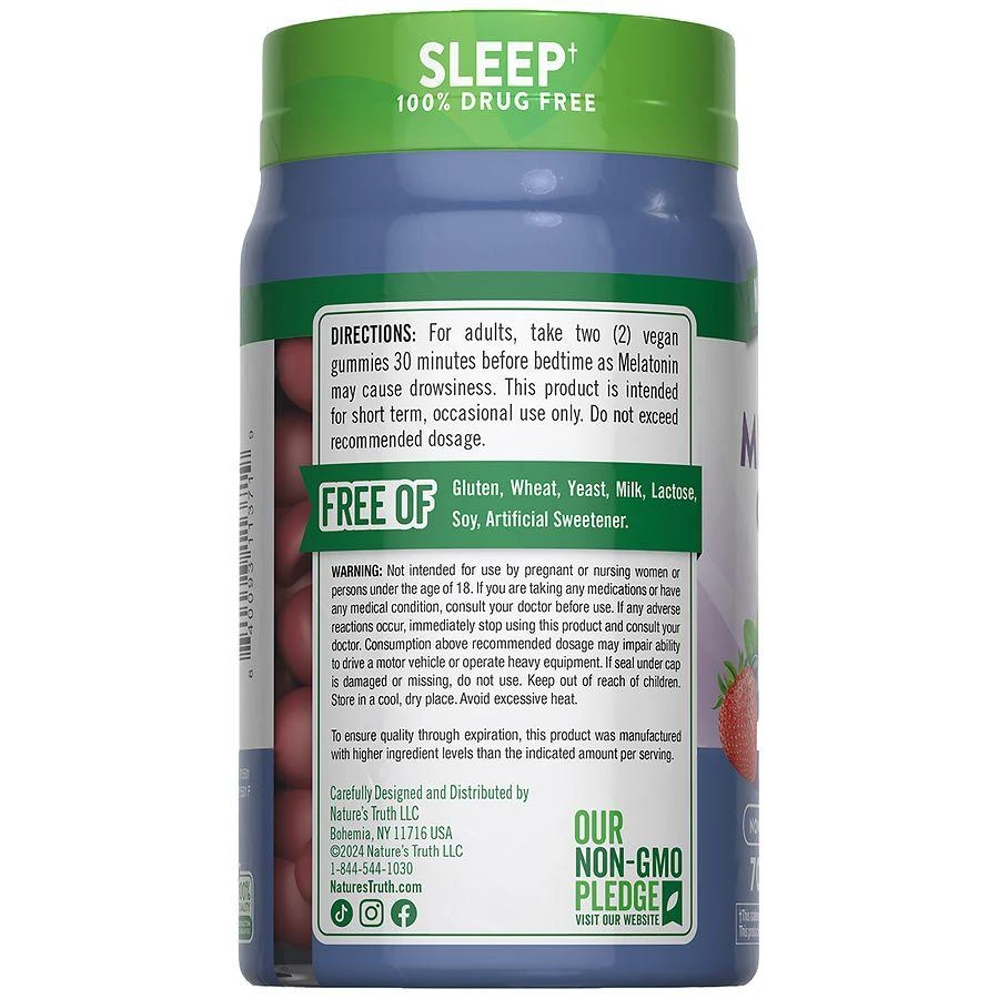 商品Nature's Truth|Sleep Melatonin Gummies Mixed Berry,价格¥112,第2张图片详细描述