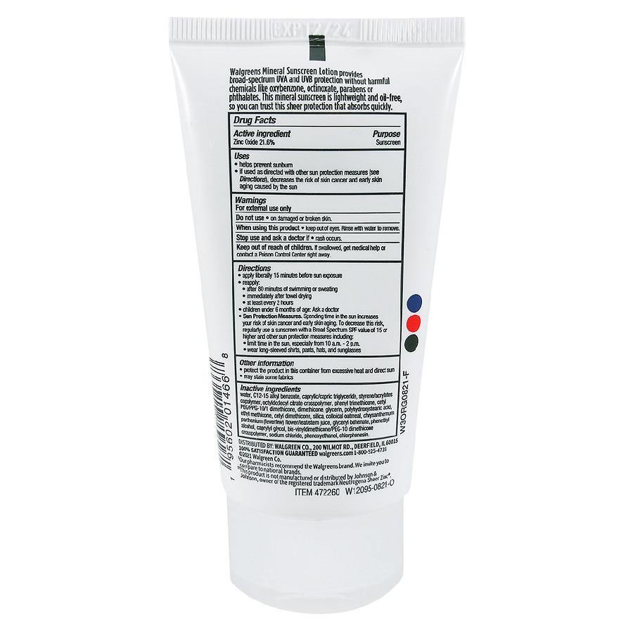 商品Walgreens|Sheer Mineral Face Sunscreen SPF 50,价格¥75,第4张图片详细描述