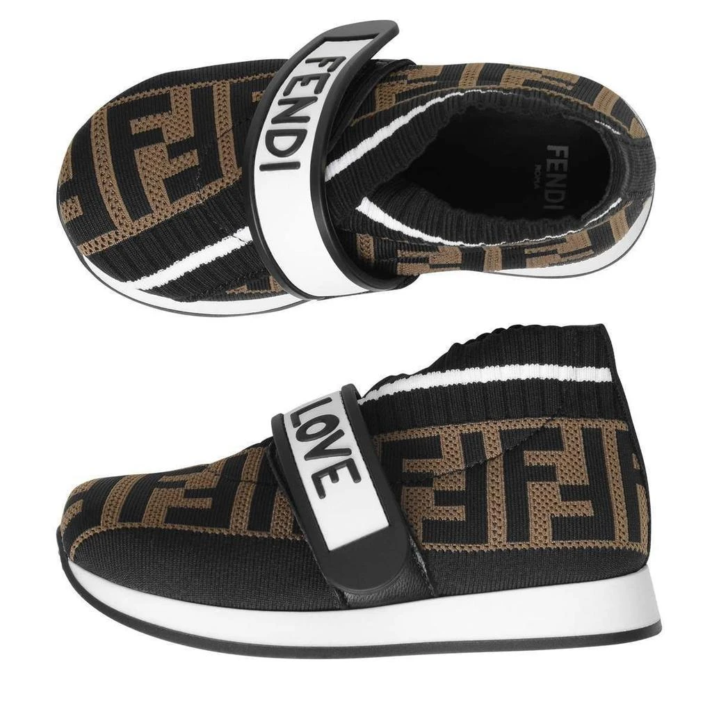商品Fendi|Fendi  Tan Kids Black & Brown Logo Trainers,价格¥2580,第2张图片详细描述