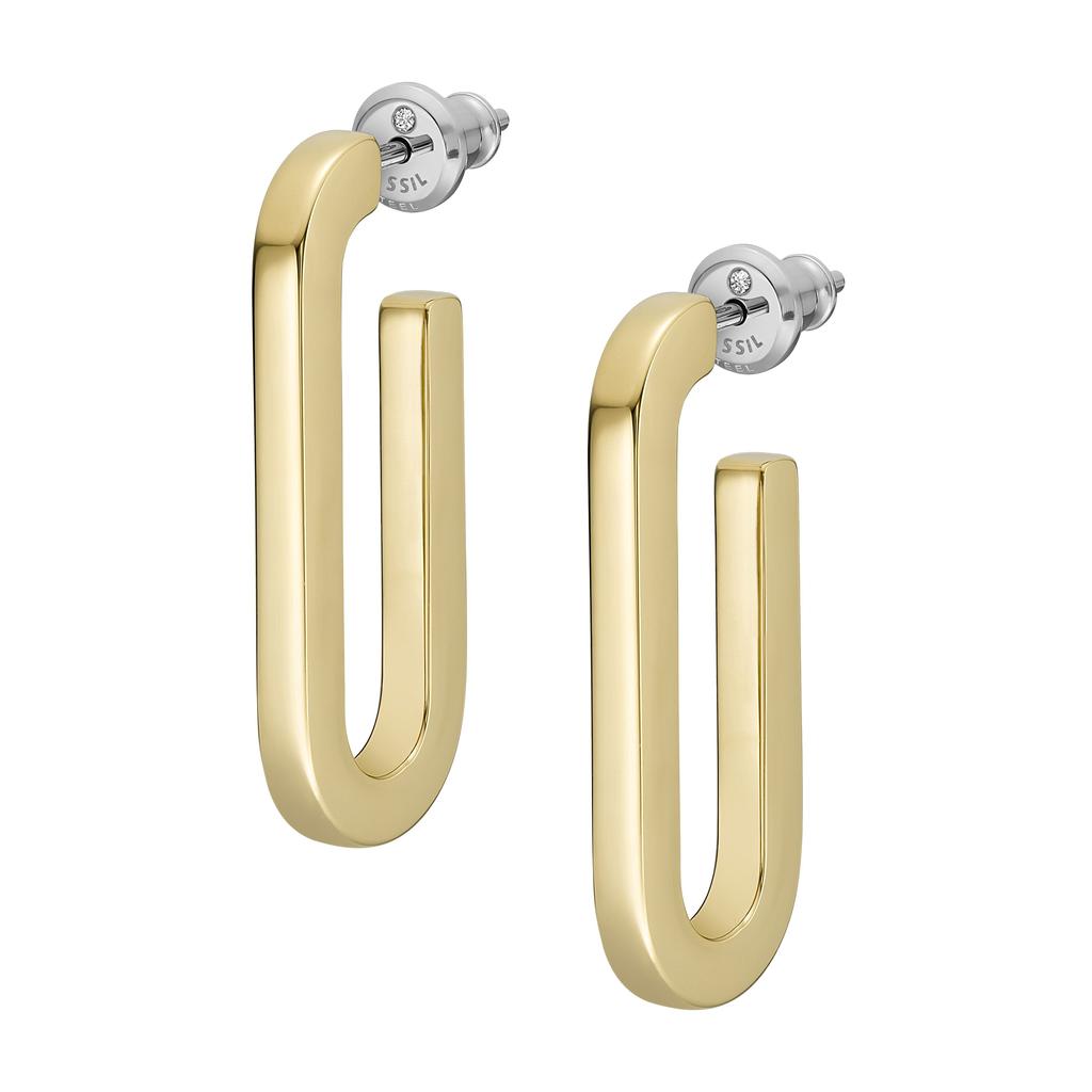 Fossil Women's Gold-Tone Brass Hoop Earrings商品第3张图片规格展示