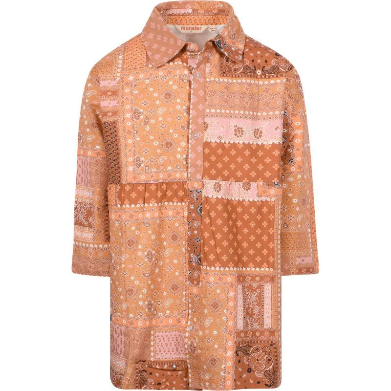 商品Munster|Patchwork paisley print shirt dress in brown,价格¥726,第2张图片详细描述