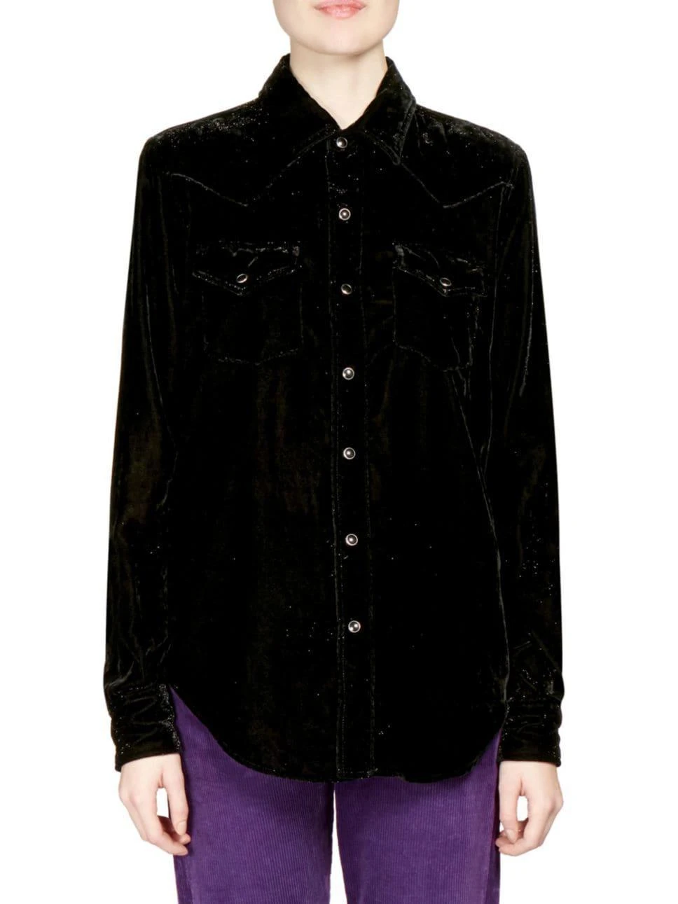 商品Yves Saint Laurent|Saint Laurent - Glitter Velvet Western Shirt,价格¥2016,第1张图片
