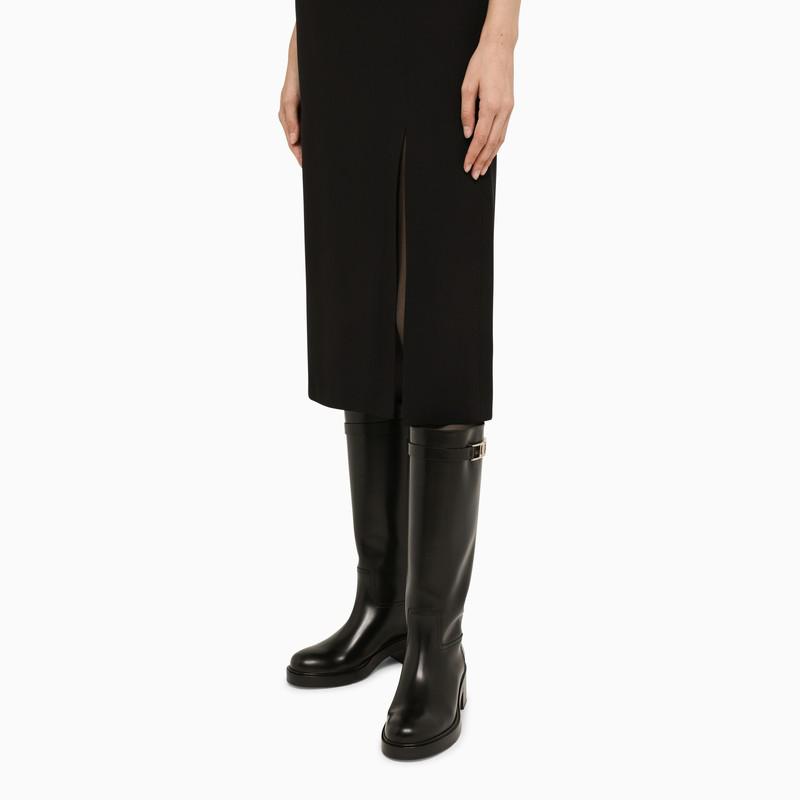 Black knee length skirt with slit商品第5张图片规格展示