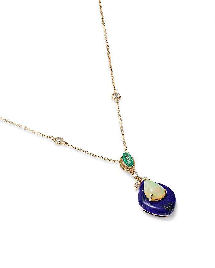 商品Bloomingdale's|Opal, Emerald, Lapis & Diamond Pendant Necklace in 14K Yellow Gold, 18" - Exclusive,价格¥7941,第3张图片详细描述