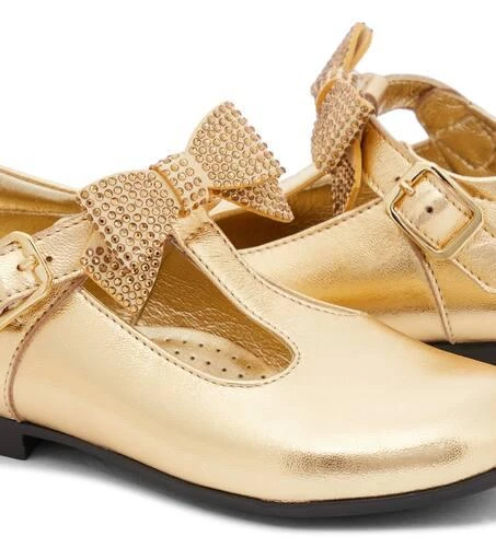 商品MONNALISA|Baby bow-detail leather ballet flats,价格¥943,第4张图片详细描述
