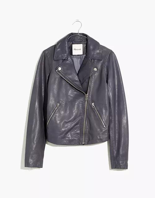 Washed Leather Motorcycle Jacket商品第4张图片规格展示