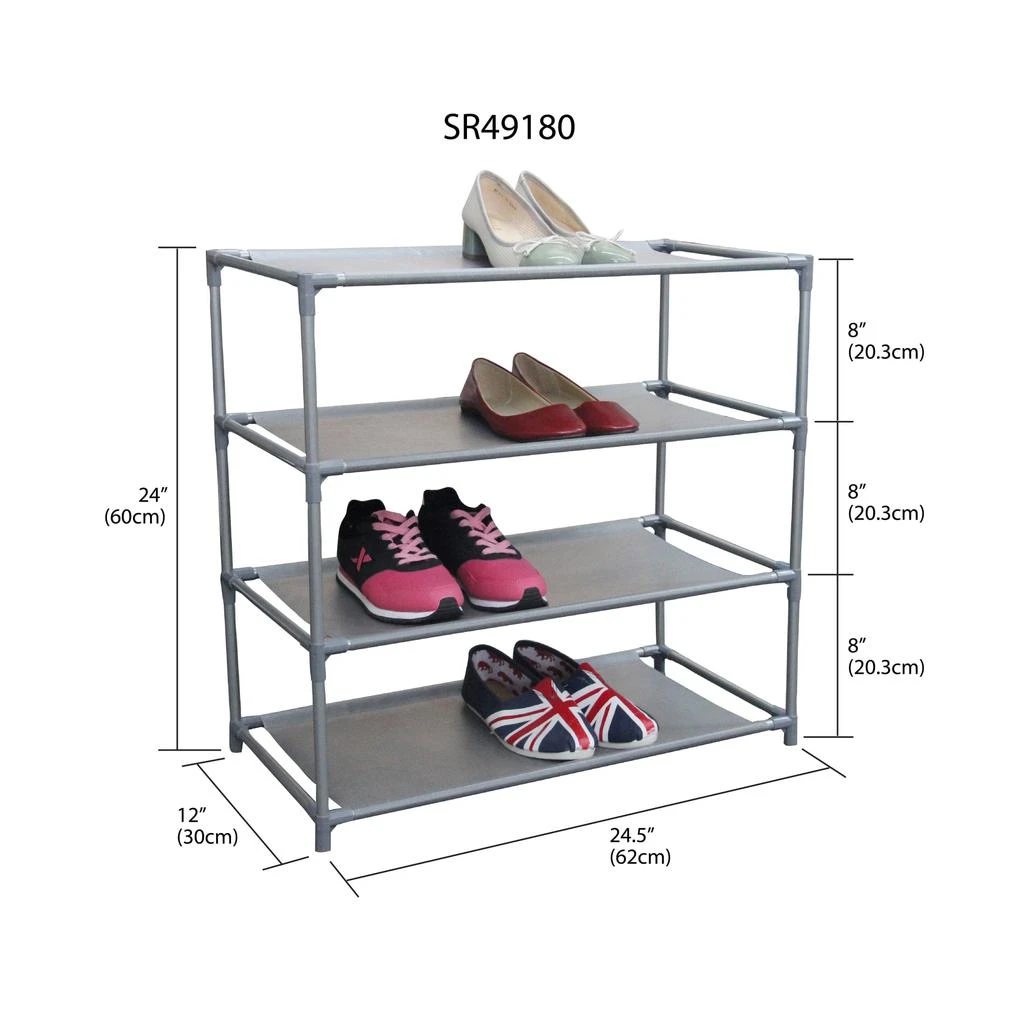 商品Home Basics|Home Basics 12 Pair Non-Woven Multi-Purpose Stackable Free-Standing Shoe Rack, Grey,价格¥135,��第5张图片详细描述