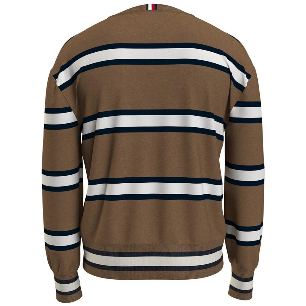 商品Tommy Hilfiger|Men's Wool Stripe Embroidered Logo Crewneck Sweater,价格¥420,第2张图片详细描述