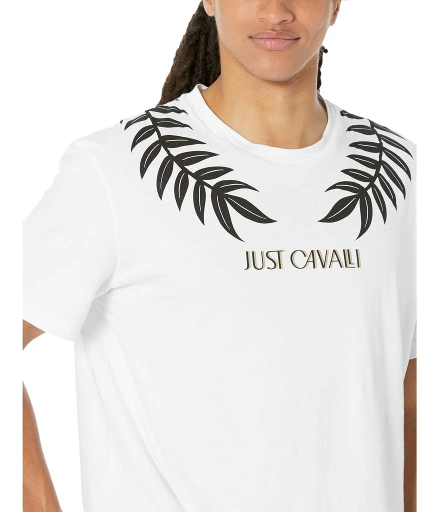 商品Just Cavalli|Crew Neck Cotton T-Shirt with "Laurel Logo" Print,价格¥679,第3张图片详细描述