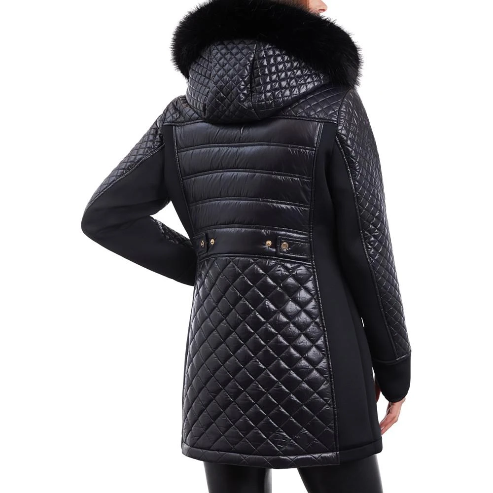 商品Michael Kors|Women's Faux-Fur-Trim Hooded Quilted Coat,价格¥583,第2张图片详细描述