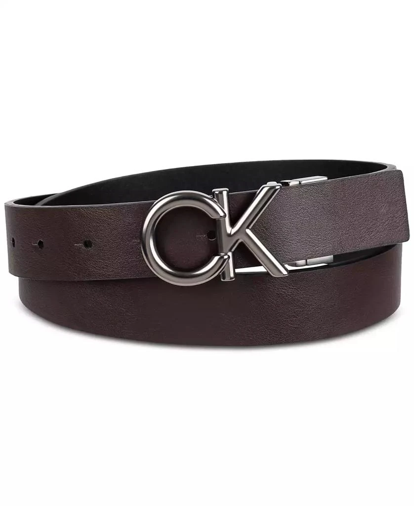 商品Calvin Klein|Men's Monogram Buckle Reversible Leather Belt,价格¥246,第2张图片详细描述